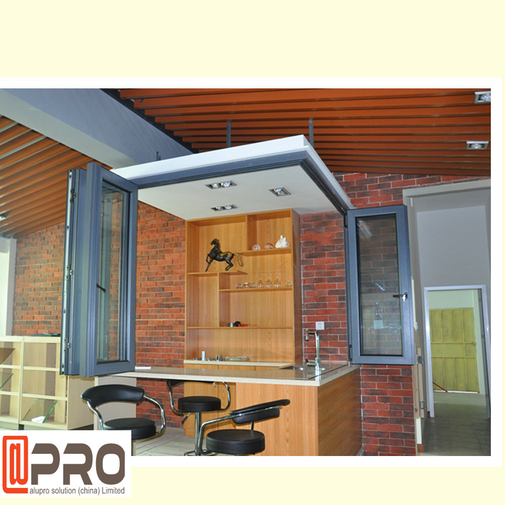 Wind Energy Aluminum Bifold Windows Customized Size For Residential And Commercial frameless folding glass window
