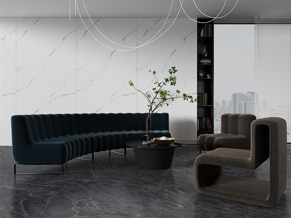 Grade AAA Light Grey 1420x2700mm Matte Glazed Porcelain Marble Sintered Stone Slab For Shower