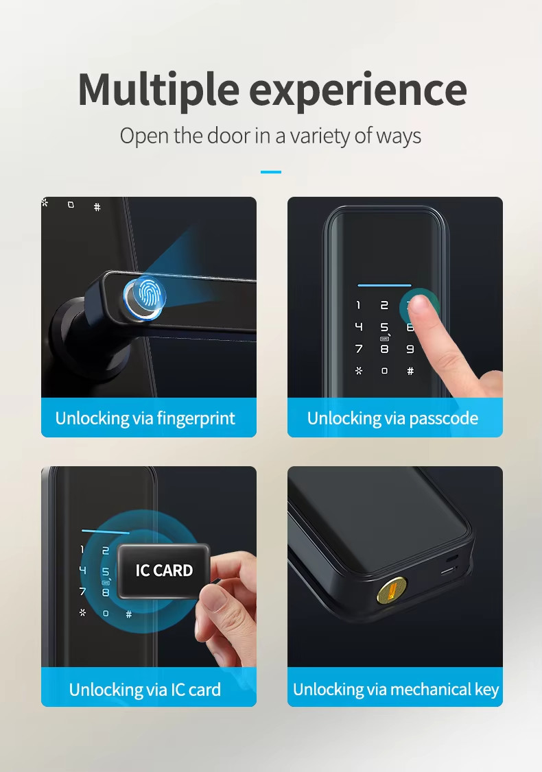 WiFi Bluetooth Digital Door Lock Black Bluetooth Fingerprint Door Lock 154*63*24mm
