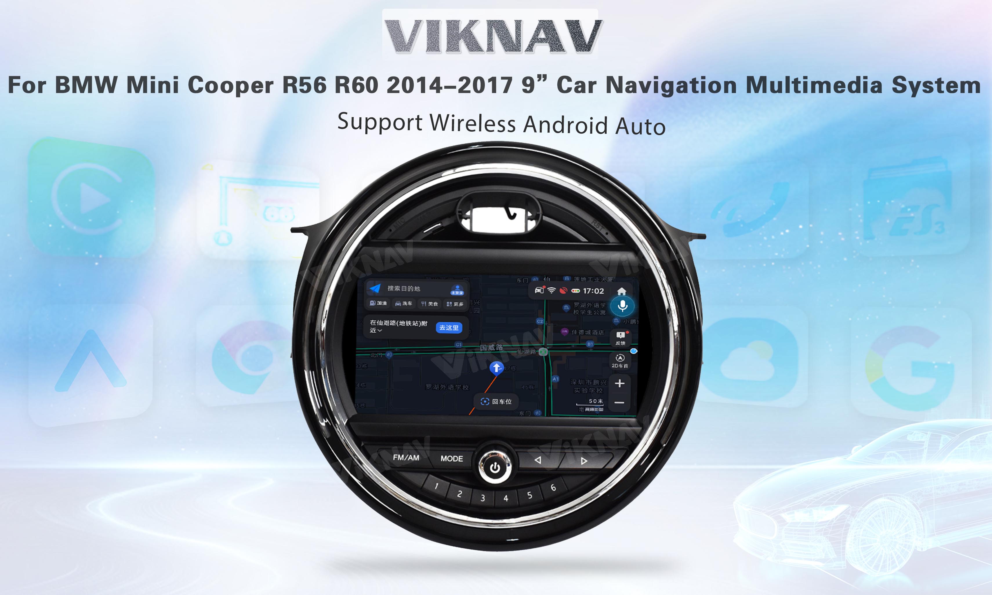 2014-2017 BMW Double Din Bluetooth Radio 9 inch head unit GPS Rear View Player