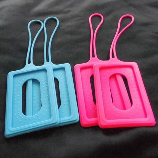 Durable Blue Pink Silicone Credit Card Pouch / Silicone Travel Bag Tag With
