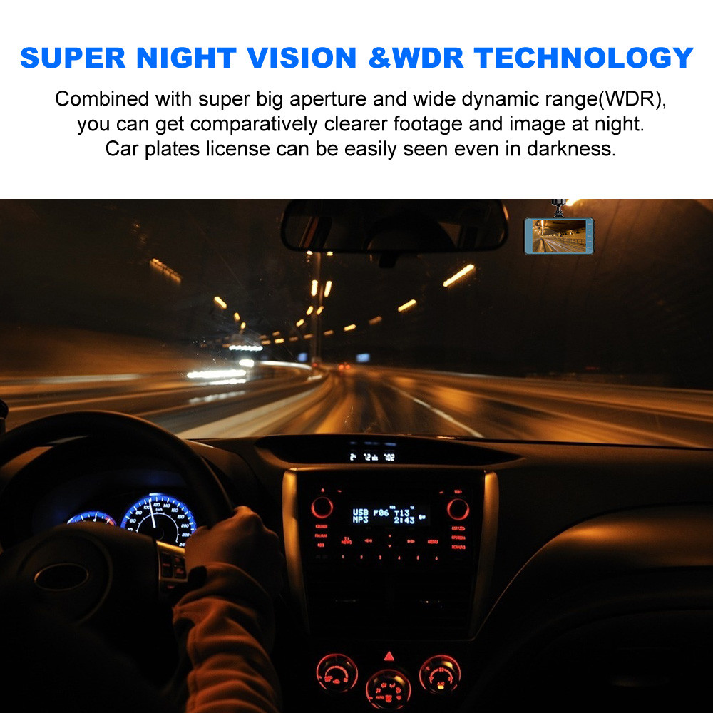 4 Inch Dual Lens IPS Screen Wireless Dashboard Camera Security Dash Cam Camcorder Video Registrator
