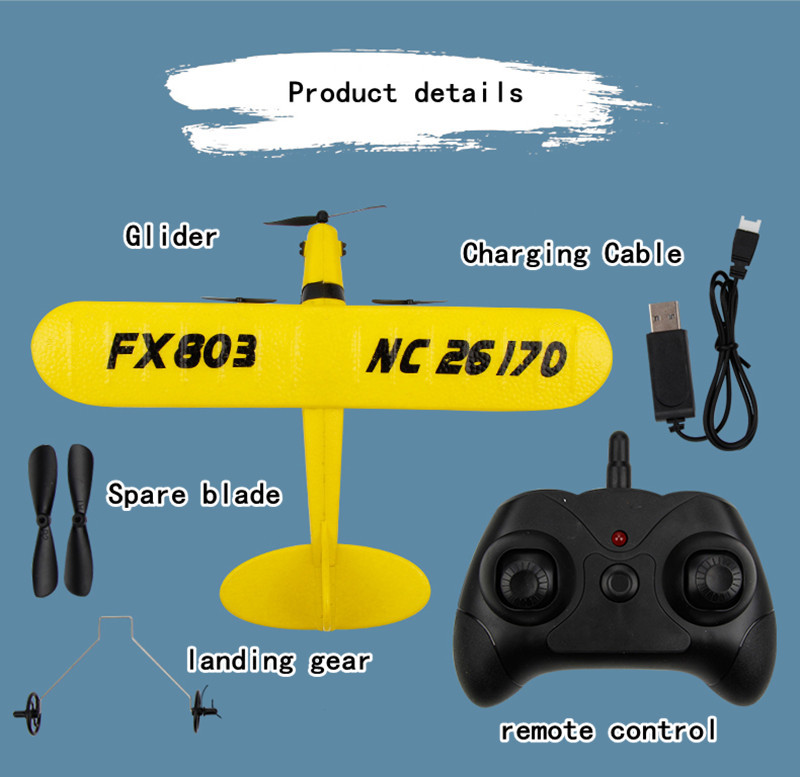 Super Glider Fx803 2.4g Piper J3 Cub Rc Airplane Nc26170 Epp Fixing Wing Aircraft with Long Flight Time and Stable Flight