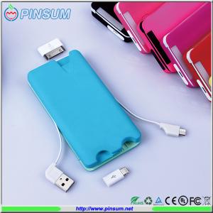 2015 newest credit card power bank 6000mah with all smartphone connectors