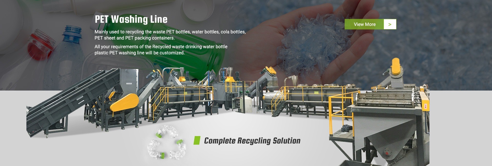 NSK SKF Waste Plastic Recycling Plant Pe Pp Hdpe Bottle 125KW