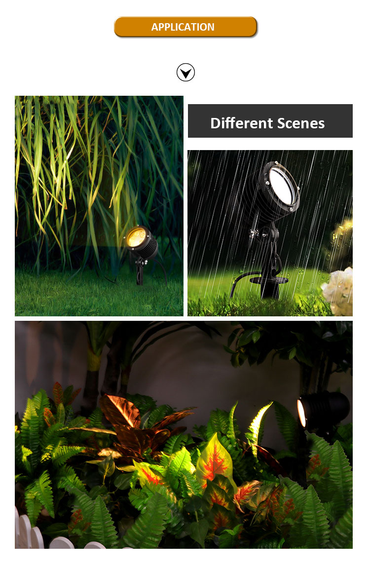 5W Outdoor Powder Coating Housing Led Single Color Plastic Spike DC24V Garden Landscape Spotlights For Trees