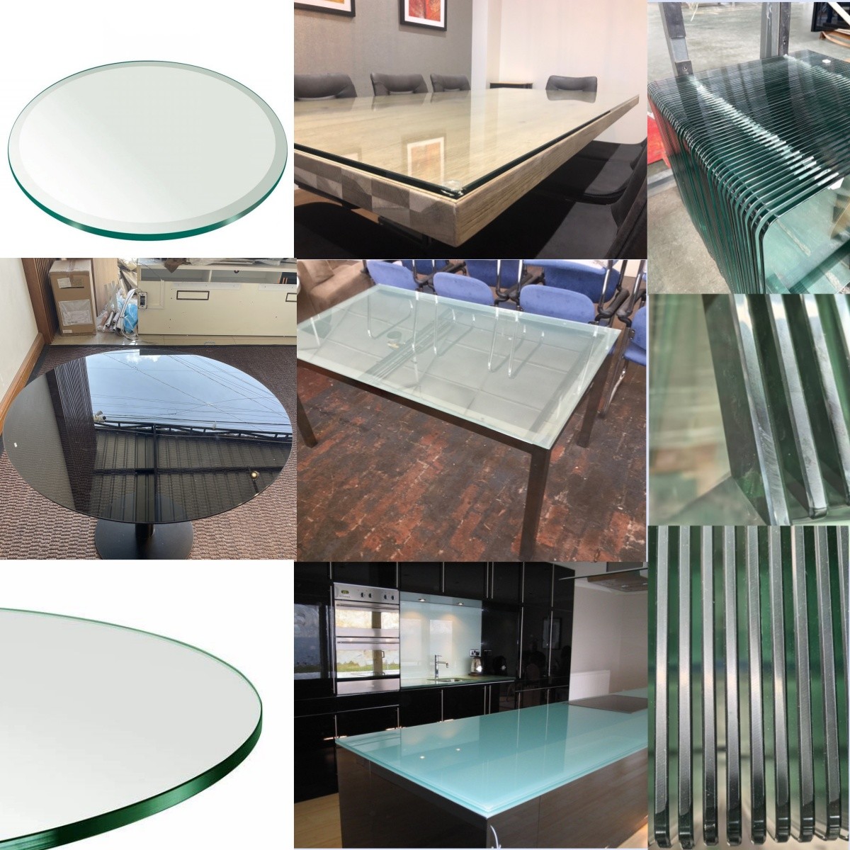 3/8 10mm Clear Colored Toughened Table Top Glass , Custom Tempered Glass Table Top