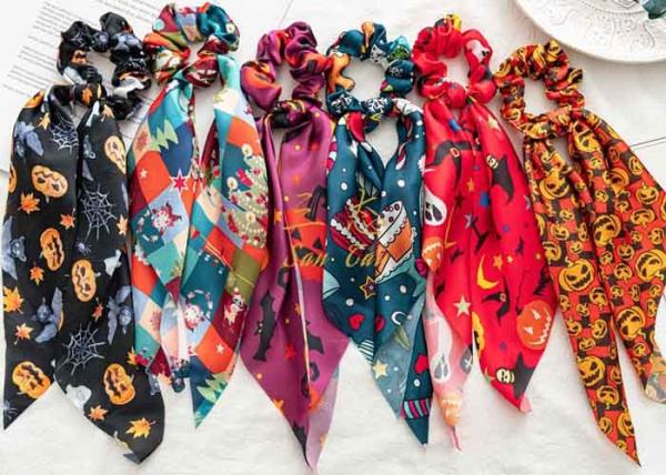 Autumn winter Christmas scrunchies Halloween festival streamer lady decorative