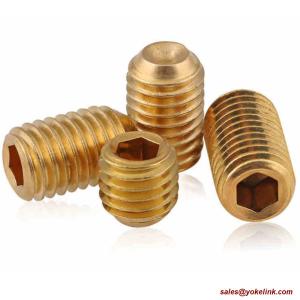 China ASME B18.3, DIN 916 Brass Socket Set screws with Cup Point, Nylok patch on sale