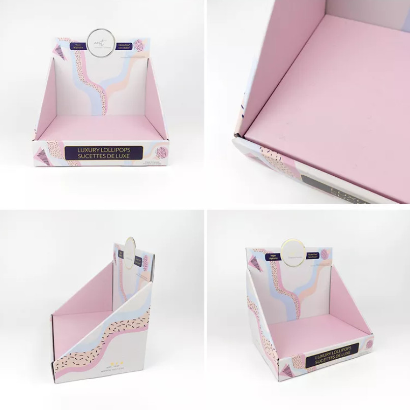 Retail Cardboard Countertop Displays , PDQ Cardboard POP Display For Candy Lollipop