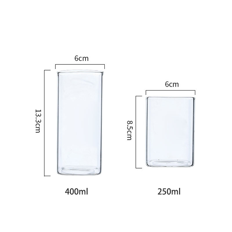 Square High Borosilicate Personalized Glass Cup 250ml 400ml for Breakfast Milk