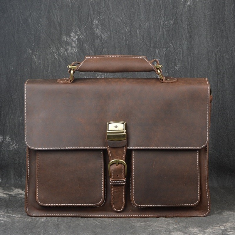 Laptop Leather Briefcase For 17 Inch Laptop