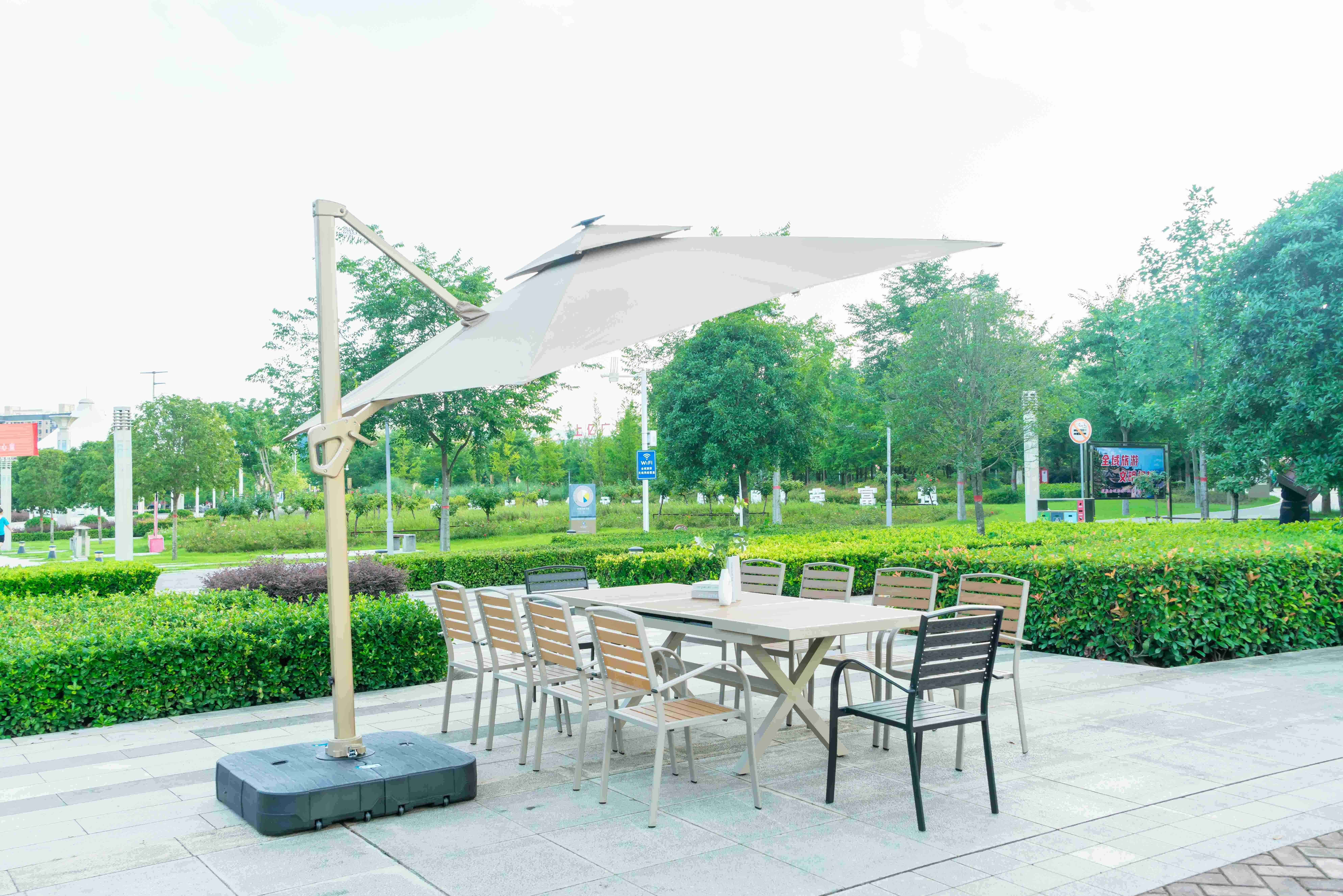 11 Pieces Outdoor Patio Furniture Plastic Wood Expandable Aluminum Garden Table And 8 Chairs