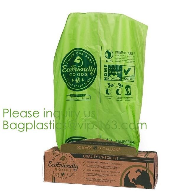 Eco-friendly Roll Compostable Plastic Bag Drawstring Biodegradable Garbage Bags,cornstarch custom compostable biodegrada