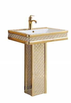 Custom One Piece Toilet Pedestal Ceramic Sanitary Ware Sink for Luxury Hotel Bathroom