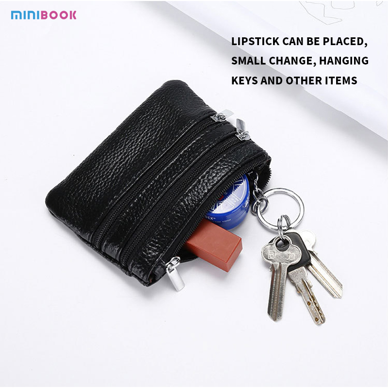 2023 Fashion Designer Bags Genuine Leather Coin Purse with Key Ring in Pure Colors