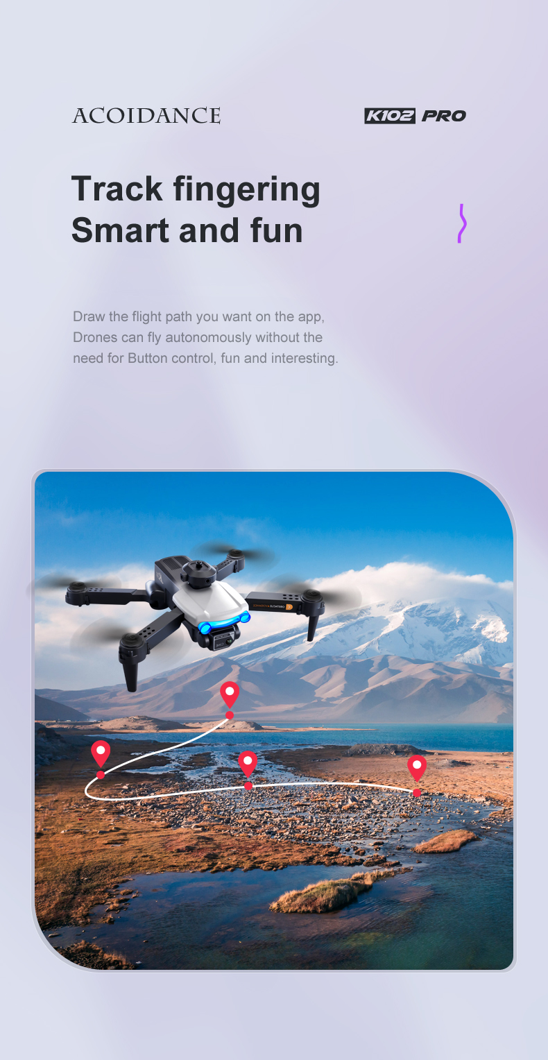 Beginner Operator Skill Level K102 PRO Drones Camera for Adults 4k Live Video RC Quadcopter Helicopter