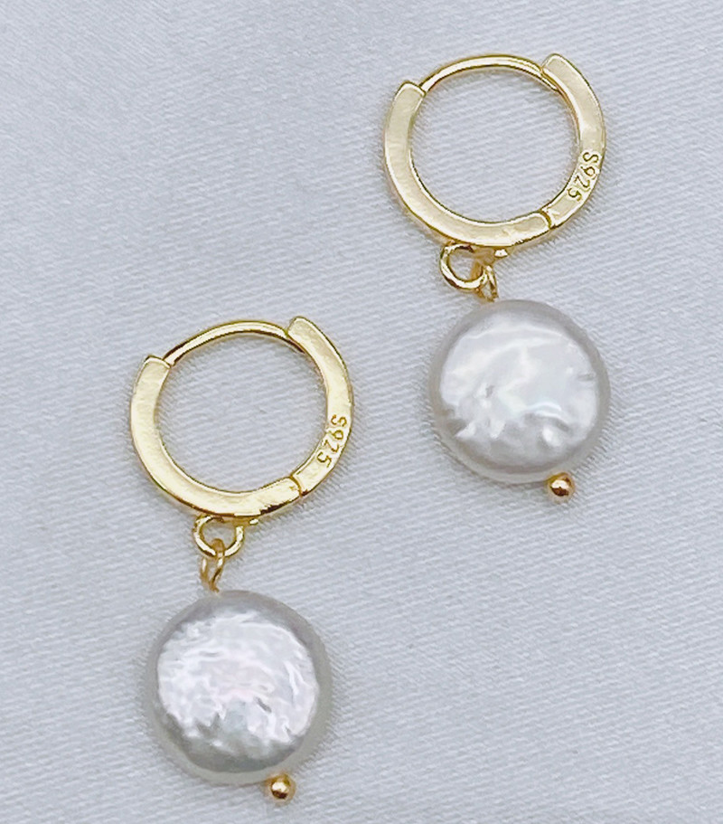 Korean Hoop Earrings For Women Handmade Sweet Baroque Pearl Circle Earring Jewelry Natural Baroque Pearl Earring