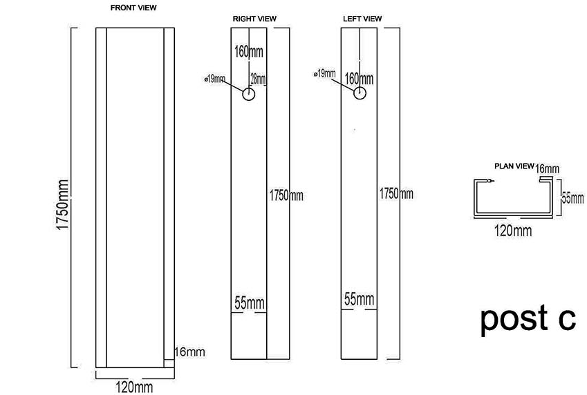 Drawing profile of the C post 