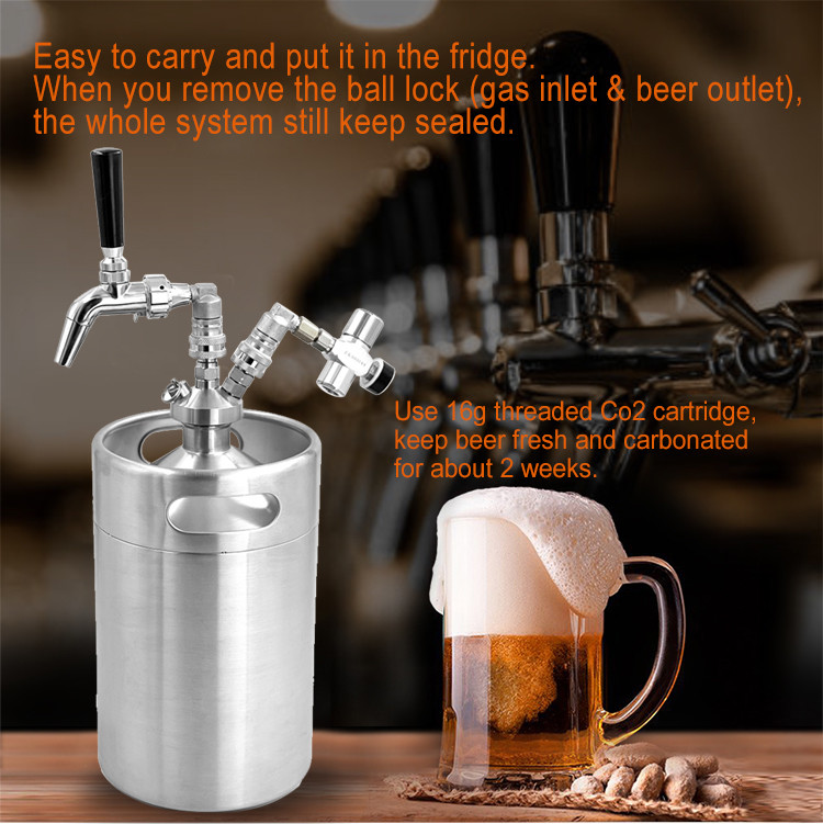 4L Vacuum Ball Lock Mini Keg CO2 Pressurised Soda Keg Dispenser