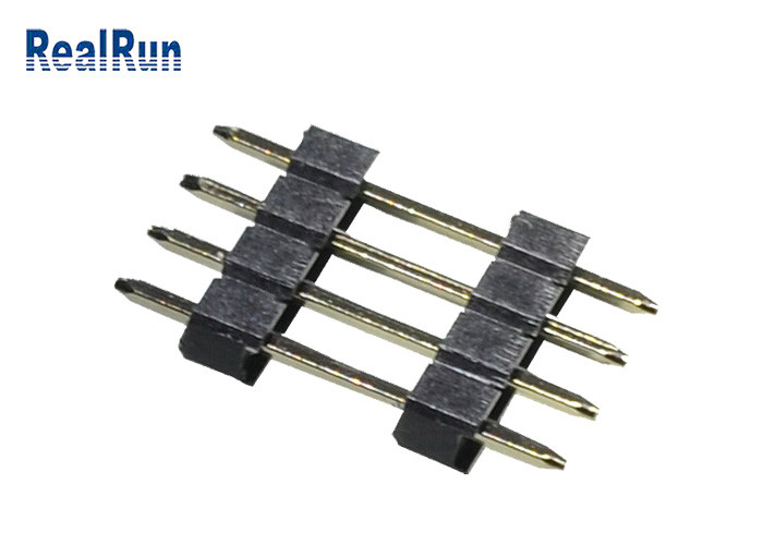  PCB 2.54 Mm Pin Header PA6T Black Straight 4P Dual Row Pin Header Manufactures