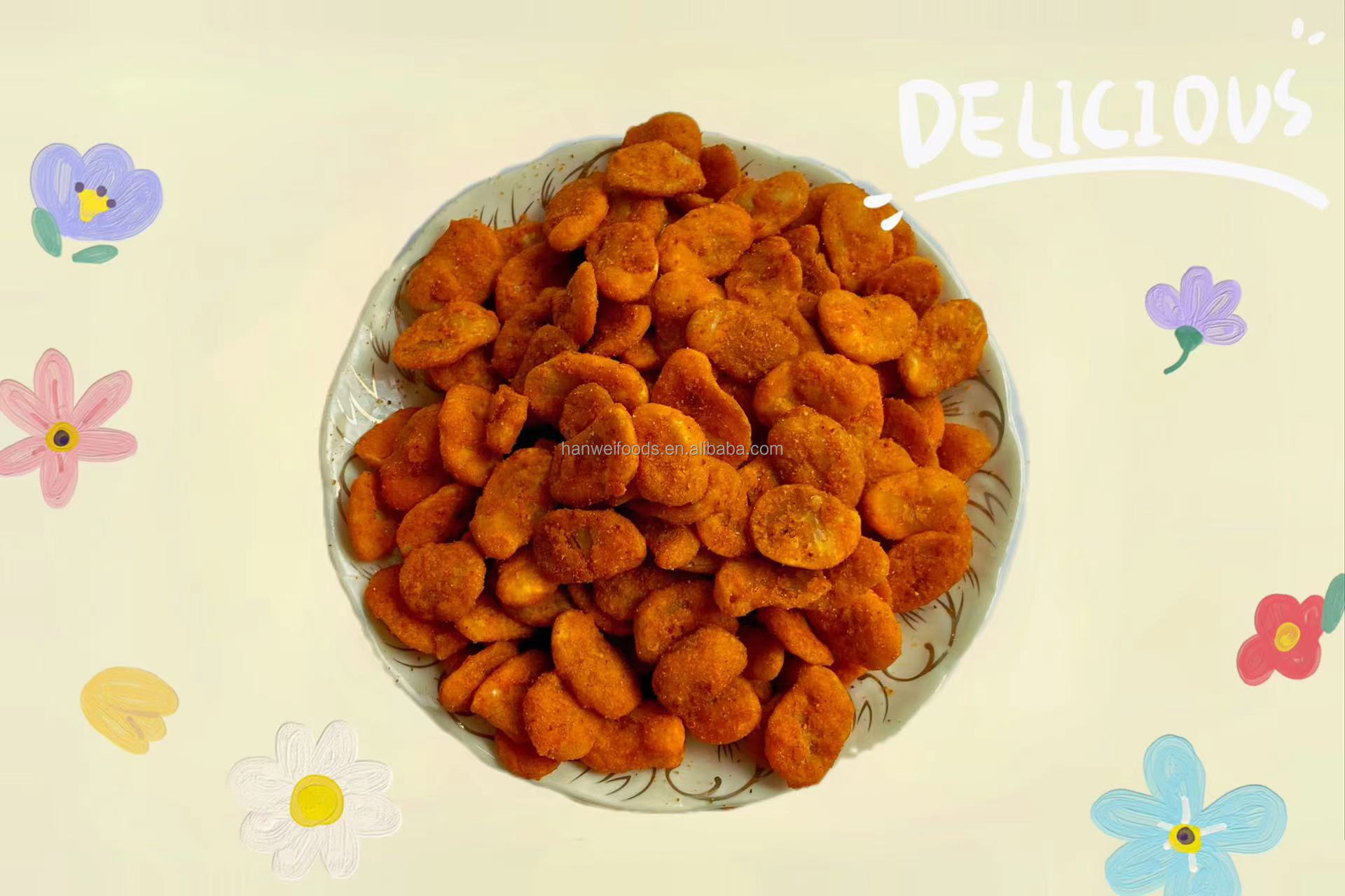 Spicy Flavor Fava Bean Snack Chili Coated Broad Bean Chips 5kg