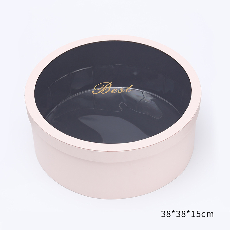 Custom Handmade Round Gold Stamping Fruit Flower Box With Clear Window Others Box Type