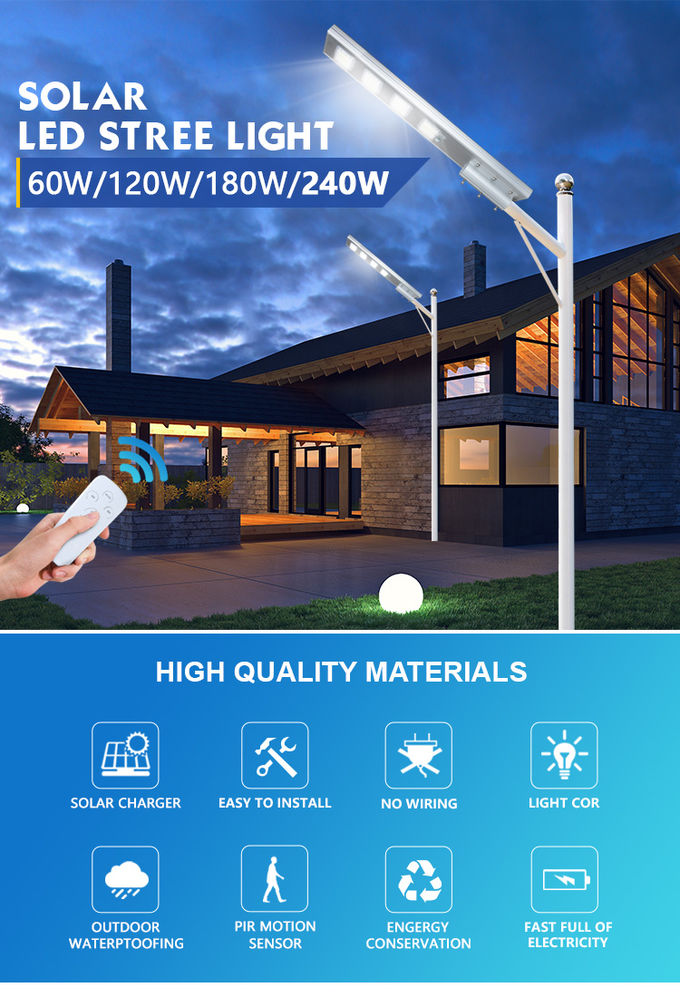 7200LM Road 180 W 240 W Outdoor LED Solar Lights Remote Control