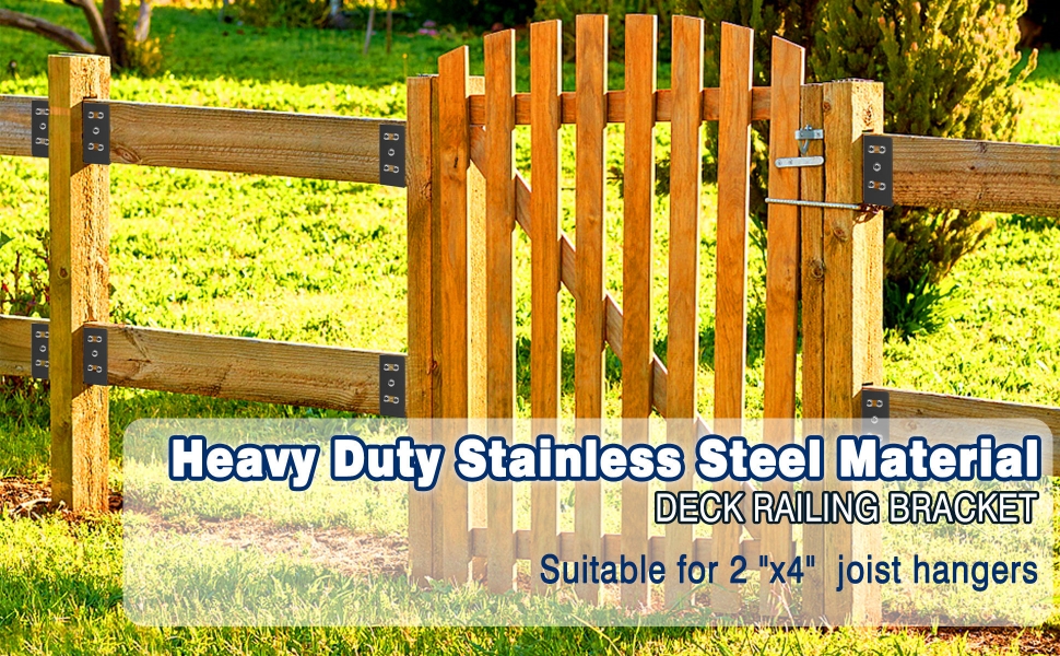 Stainless Steel Deck Railing Brackets Connectors for 2"x4" (Actual 1.5"x3.5") Railing Wood Post