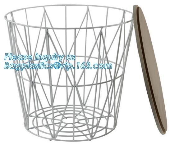 Wooden top metal wire coffee table design, customized design size wire coffee side tables, Black iron base and transpare