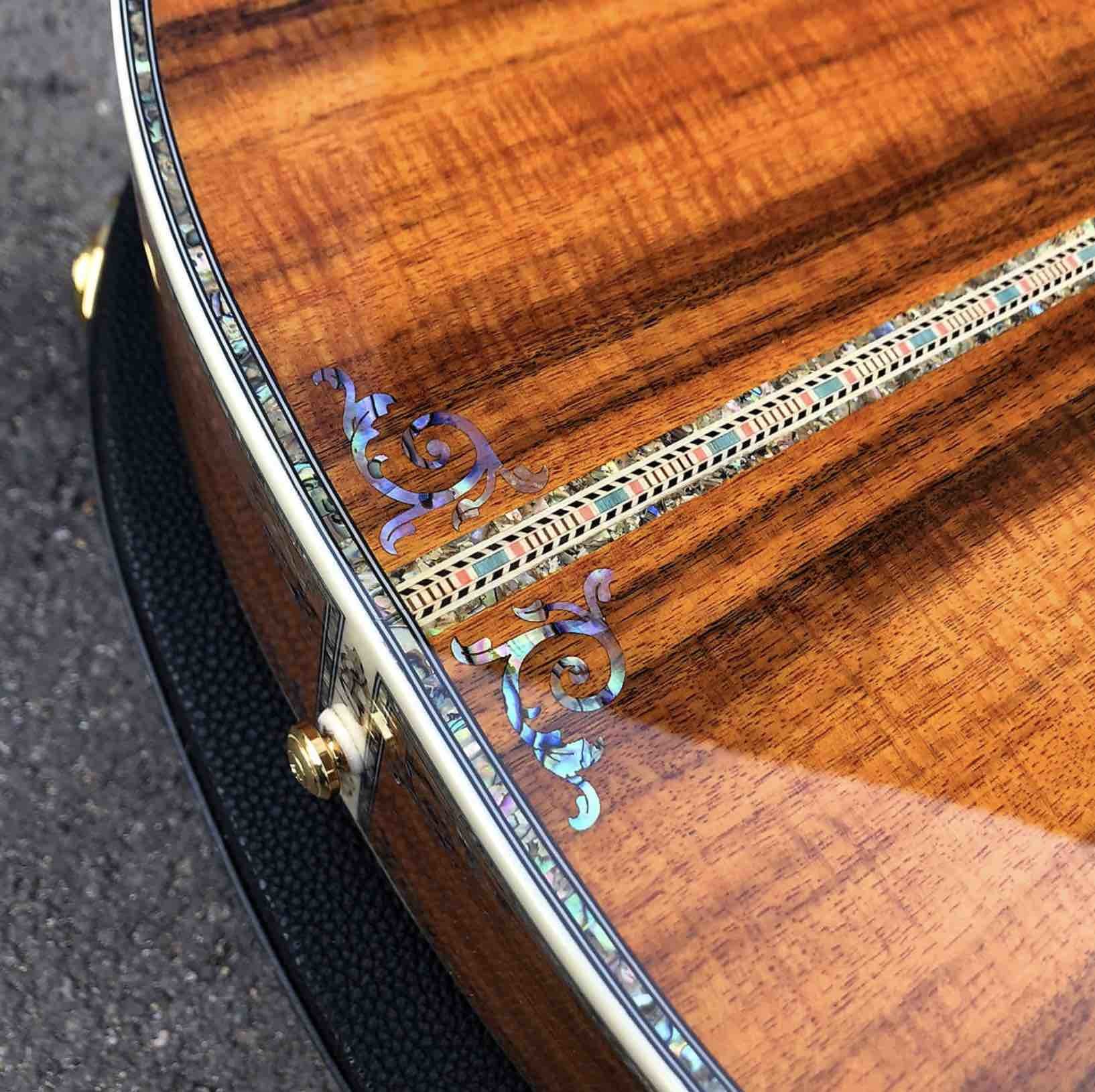 All KOA wood classic acoustic guitar,Flower Ebony Fingerboard,Real Abalone inlays and binding