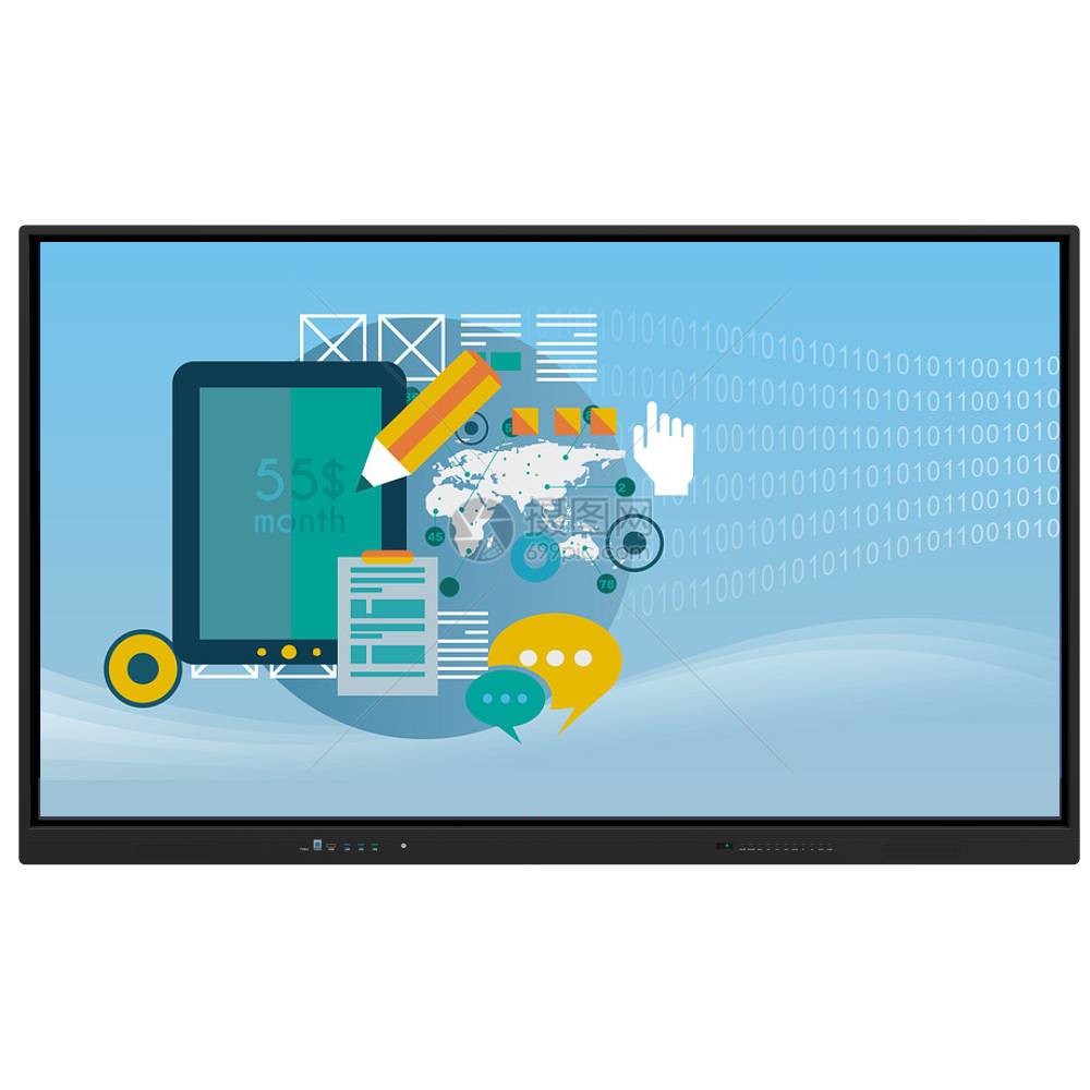 86 Inch Smart Monitor TV All In One Computer Interactive Whiteboard For Classroom