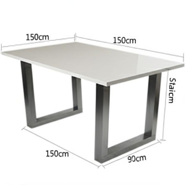 Quality 150cm X 90cm Ceramic Top Dining Table Heat Resistance Up To 300°C Straight Edge Style Suitable for Restaurants and Cafes for sale