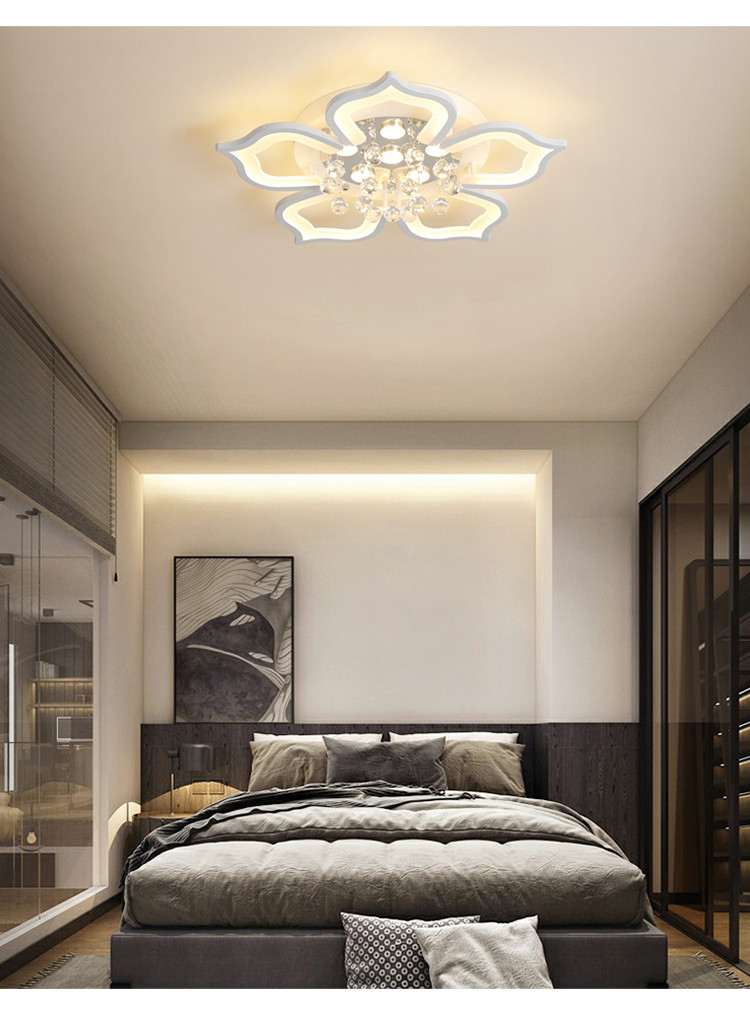 Modern Creative crystal Ceiling Lights Minimalist Recessed Lamp Bedroom Petal Ceiling Lamp(WH-MA-248)