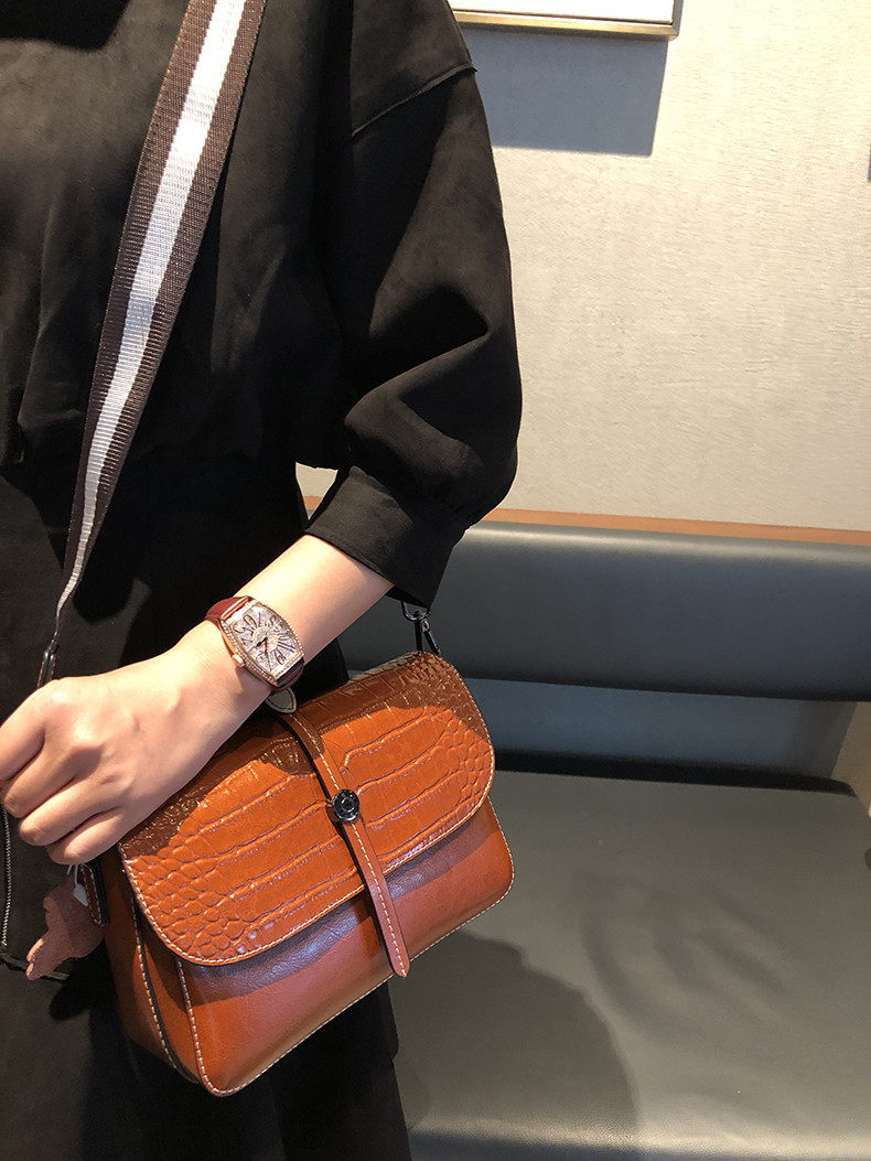 Ladies Genuine Leather Sling Shoulder Bags With Canvas Straps