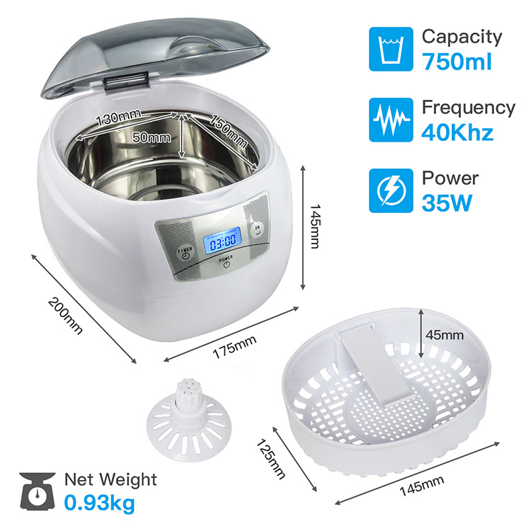 750ml Sonic Diamond Necklace Ultrasonic Cleaner Skymen JP-900S