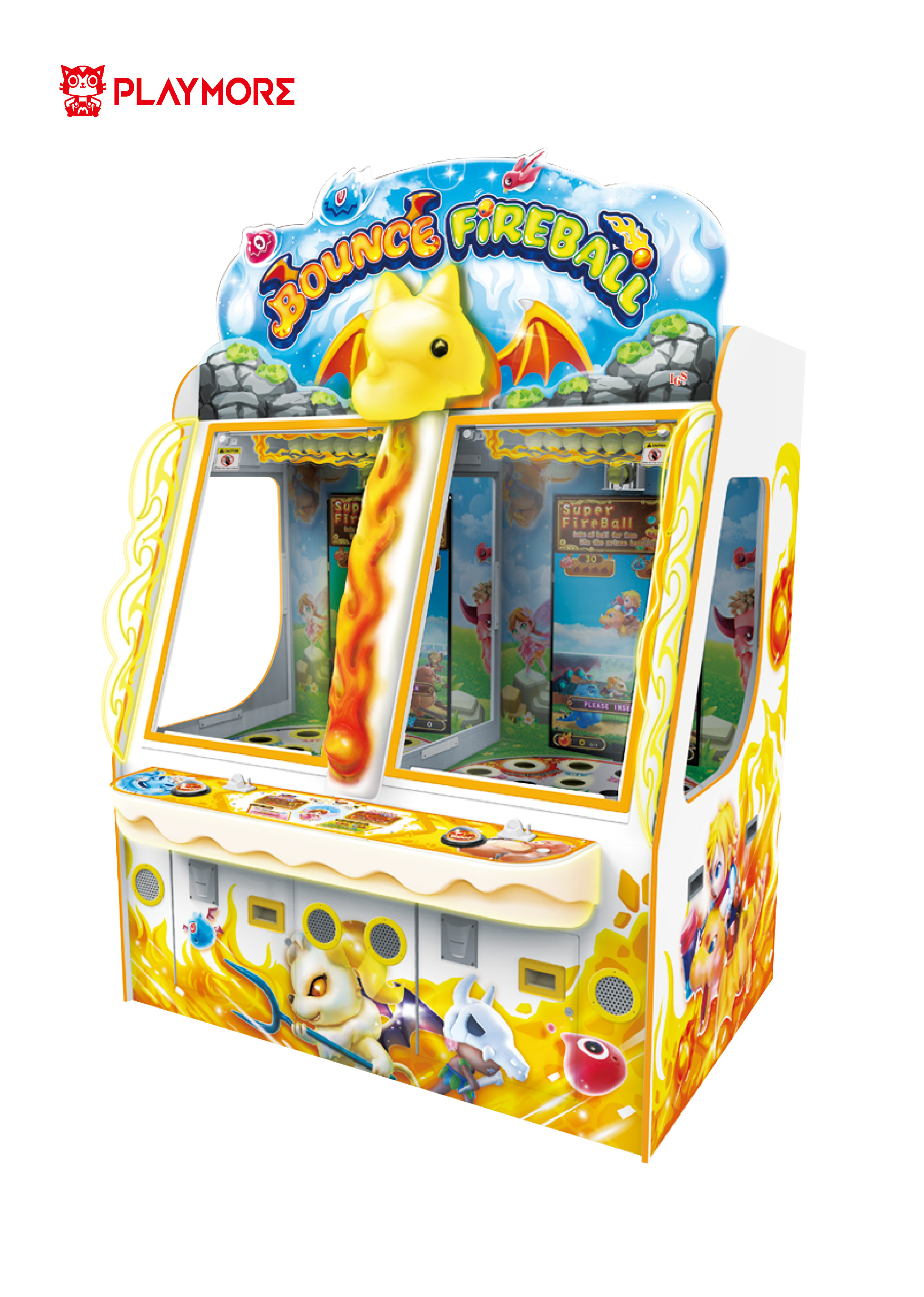Bounce Fireball Mechanical Ticket Drop Ball Arcade Game 2 Players Win Big Jackpot