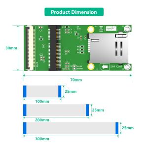 Mini PCI-E 52Pin To MPCIe Wireless Adapter Card With 1 SIM Slot FPC Cable For