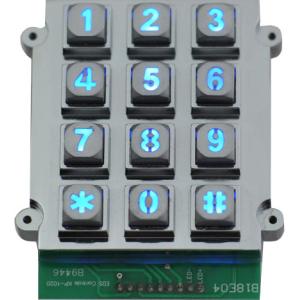 Ruggedized Backlit 12 Keys Keypad Vandal Resistant Keypad Dot Matrix