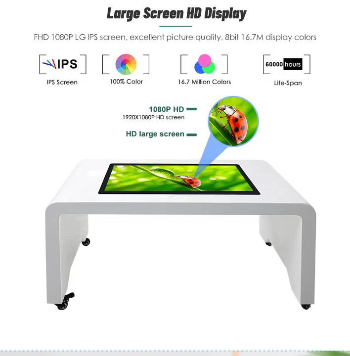 Smart Interactive Touch Screen Coffee Table Capacitive Multi Touch 43in