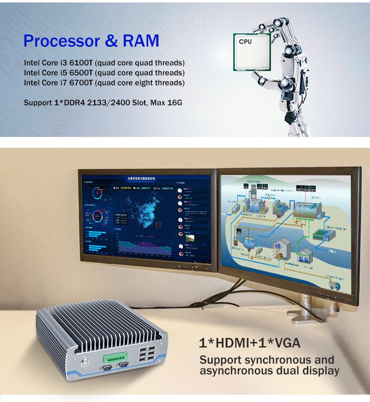 Fanless Industrial PC IBOX-604 Intel Core I5 6500T SSD HDMI Windows/Linux 02