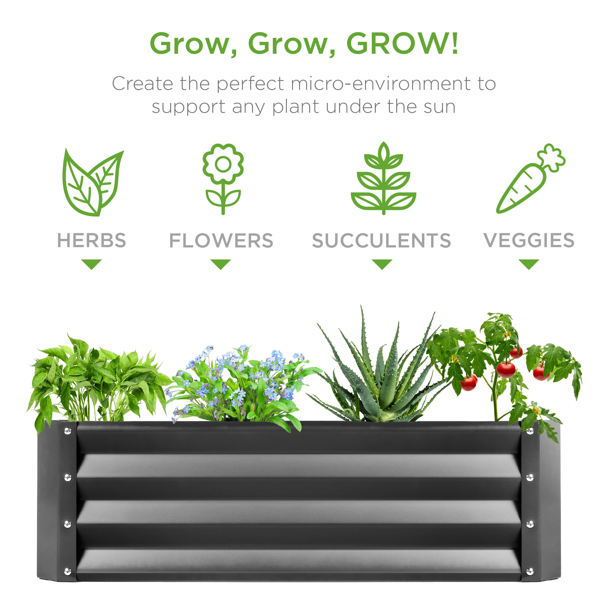 5ft 14.5lbs Raised Metal Garden Bed For Vegetables