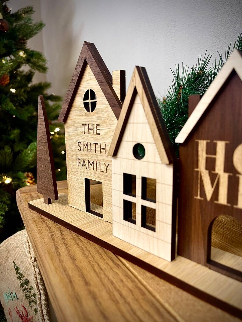 Personalised Houses Wooden Decor Set Modern Style Home