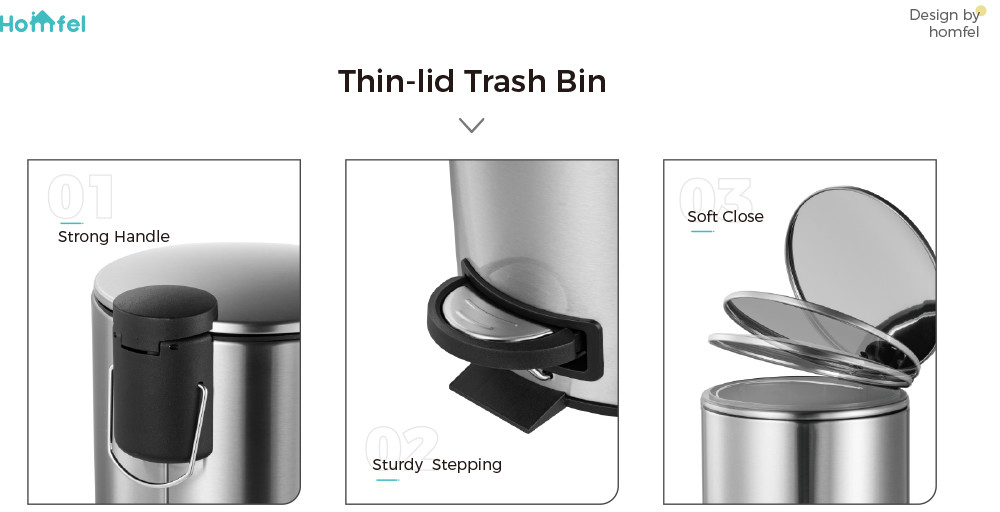 30L Soft Close Round Armor Pedal Trash Bin For Bathroom Waste Management
