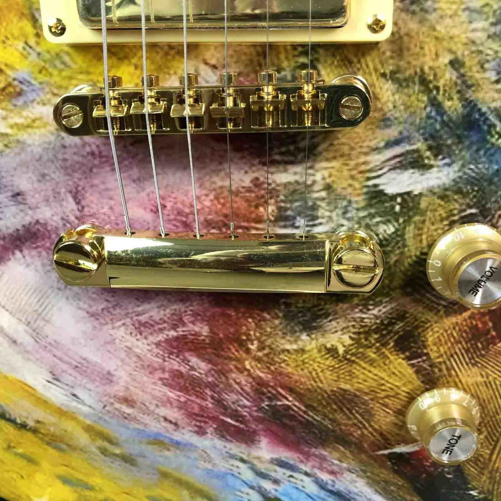 Custom GB LP Style Handpaint Electric Guitar with 2H pickup Gold Hardware Mahogany Body