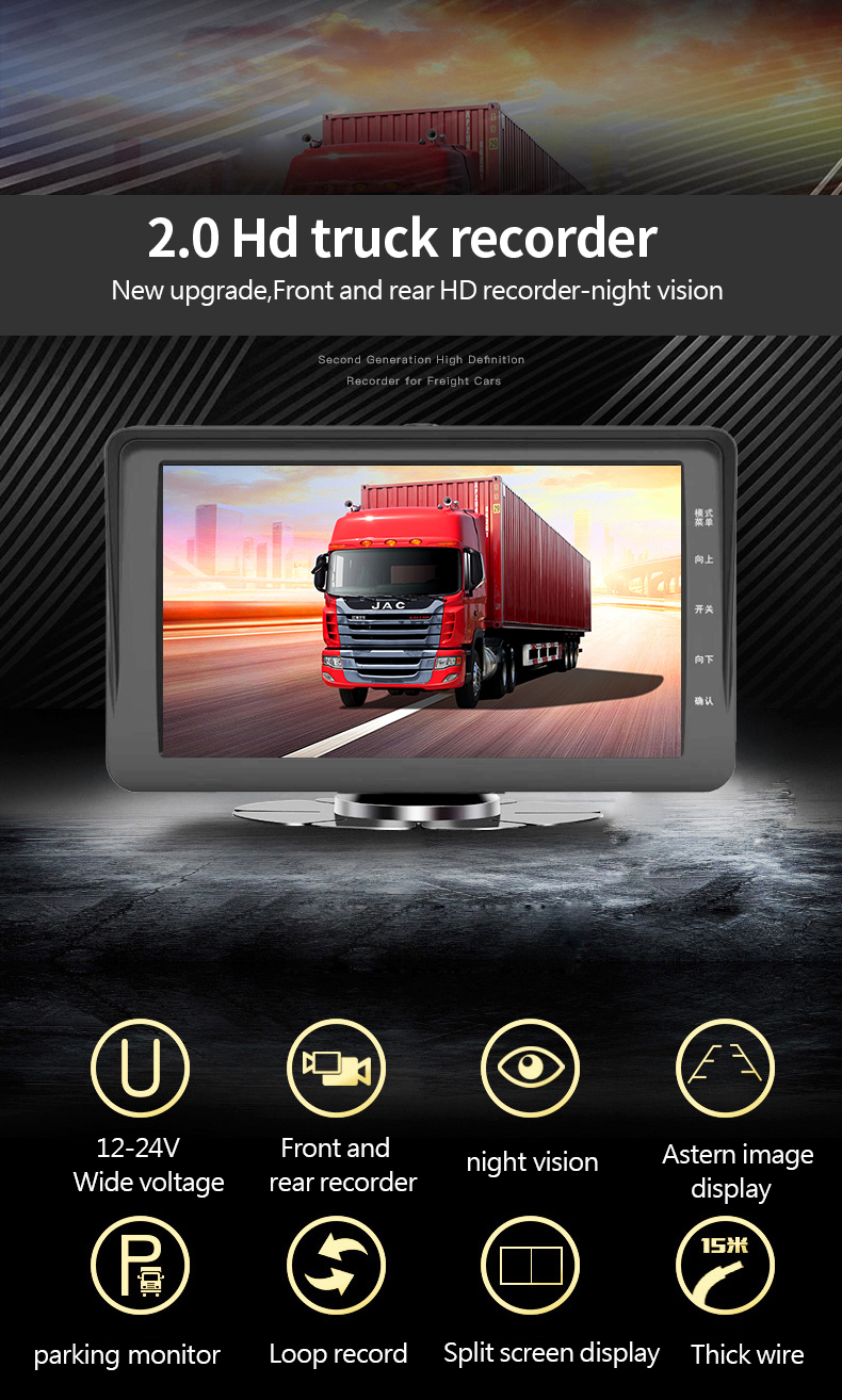 HD1080P Sharper Image Dual Dashboard Camera For Trucks Motion Detection