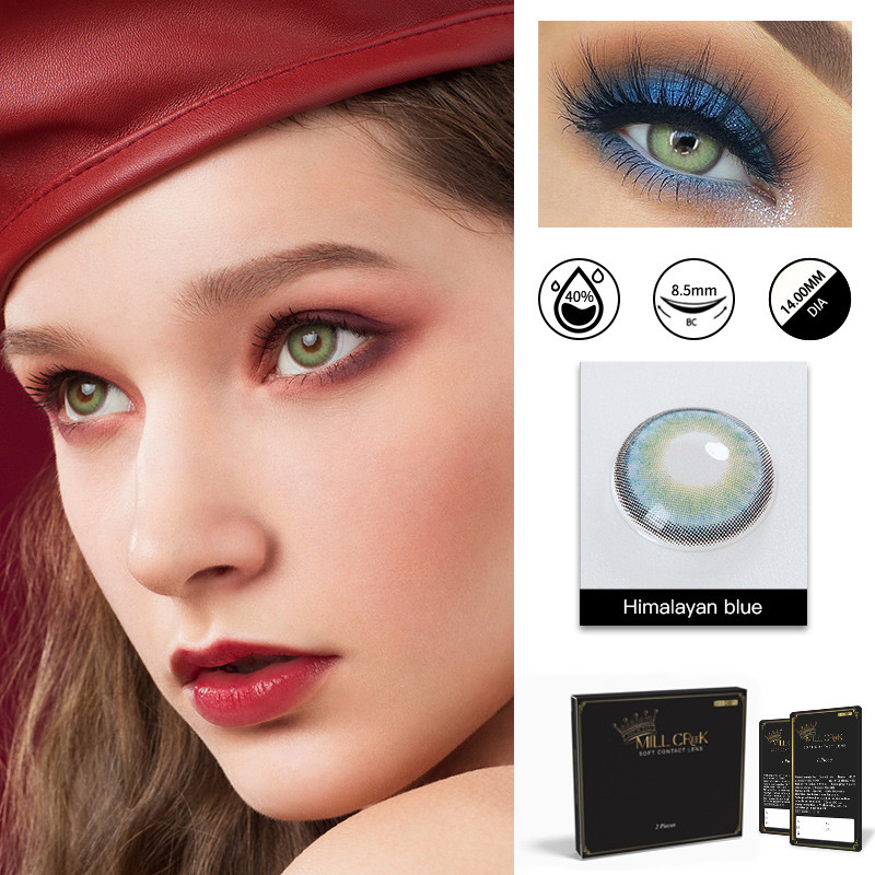 14mm Blue Monthly Colored Contacts Lenses 4 Tone For Birthday Party