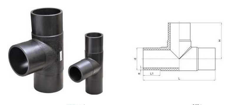 DN63-DN450 SDR11 Butt Fusion Equal Tee PE Fusion Fittings