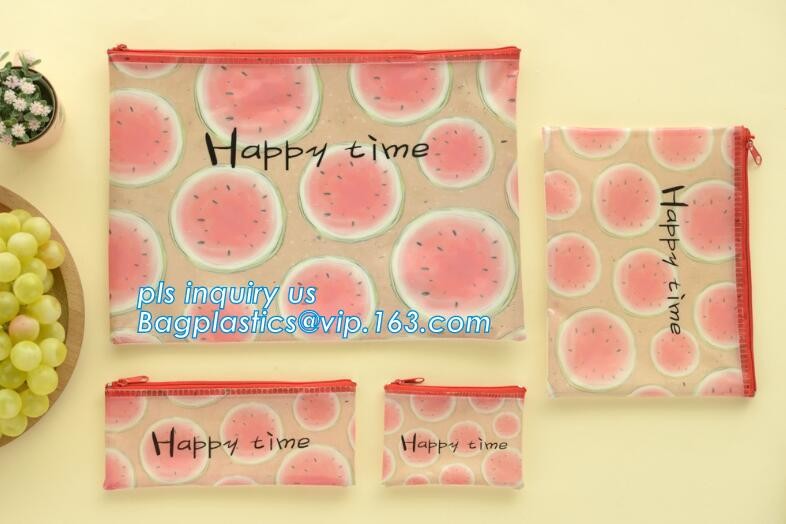 Eco-friendly plastic custom slider zipper PVC stationery bag, k slider zipper closure stationery bag, Slider Zippe
