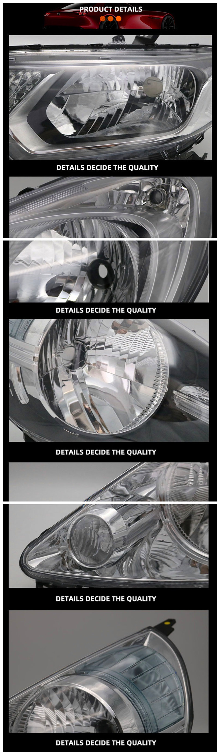 2012-2016 Car Model for Honda Fit JAZZ Headlight Lamp 33150-T5A-H01 33100-T5A-H01